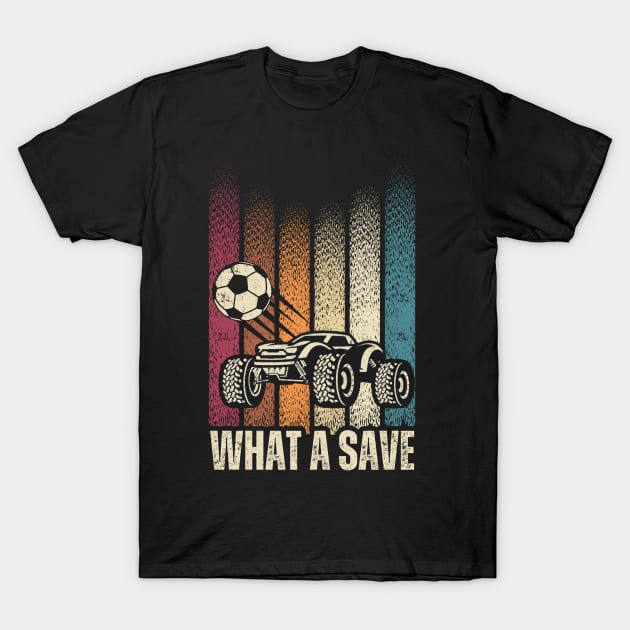 What a save Vintage Retro Rocket Soccer Car League T-Shirt by larfly